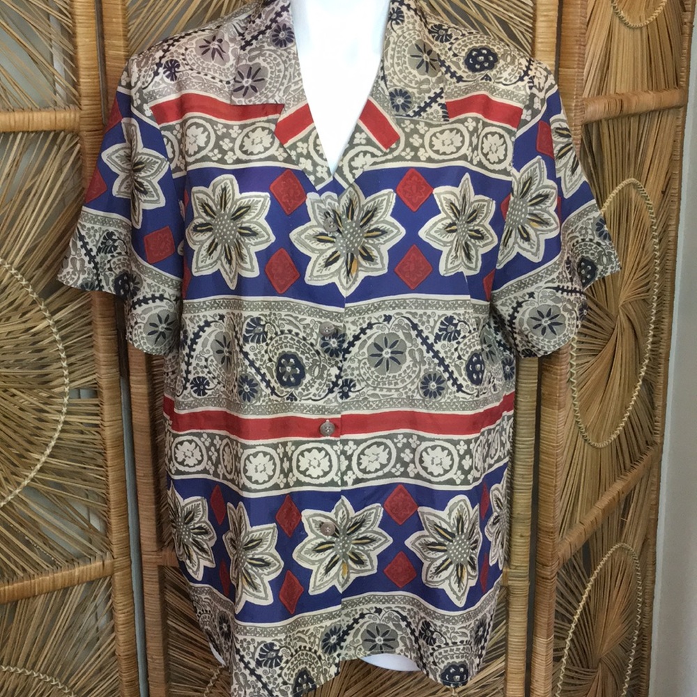 VTG 80s Button Down Floral Hawaiian Shirt XL